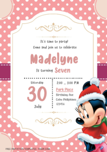 ( Free Editable Word ) Minnie Mouse Birthday Invitation Templates A