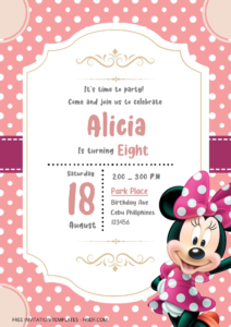( Free Editable Word ) Minnie Mouse Birthday Invitation Templates E