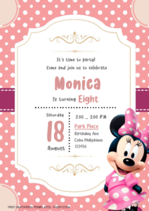 ( Free Editable Word ) Minnie Mouse Birthday Invitation Templates F