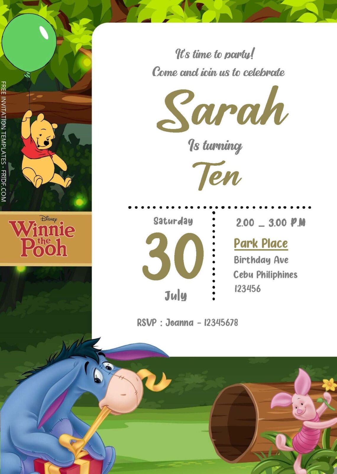 Free Editable Word Winnie The Pooh Birthday Invitation Templates Free Editable Word Winnie The Pooh Birthday Invitation Templates