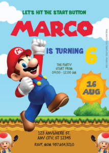 Free Editable PDF - Super Mario Birthday Invitation Templates Three