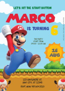 Free Editable PDF - Super Mario Birthday Invitation Templates Two