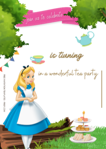 FREE Alice In Wonderland Tea Party Birthday Invitation Templates Eight