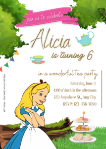 FREE Alice In Wonderland Tea Party Birthday Invitation Templates Eleven
