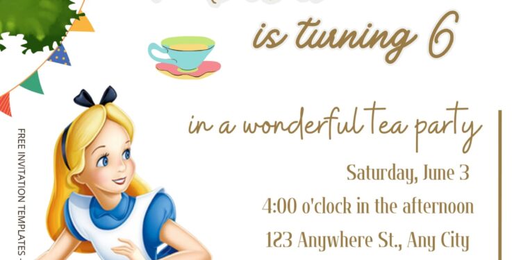 FREE Alice In Wonderland Tea Party Birthday Invitation Templates Five