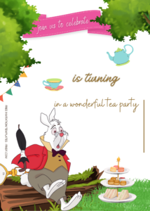FREE Alice In Wonderland Tea Party Birthday Invitation Templates Four