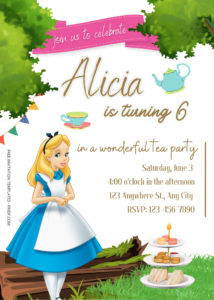 FREE Alice In Wonderland Tea Party Birthday Invitation Templates Seven