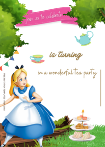 FREE Alice In Wonderland Tea Party Birthday Invitation Templates Six