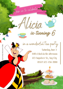 FREE Alice In Wonderland Tea Party Birthday Invitation Templates Thirteen
