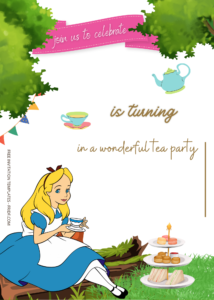 FREE Alice In Wonderland Tea Party Birthday Invitation Templates Two