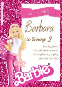 FREE Barbie Pinkie Party Birthday Invitation Templates Eleven