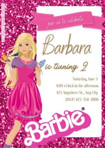 FREE Barbie Pinkie Party Birthday Invitation Templates Fifteen