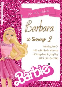 FREE Barbie Pinkie Party Birthday Invitation Templates Five