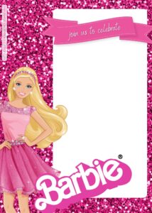FREE Barbie Pinkie Party Birthday Invitation Templates Six