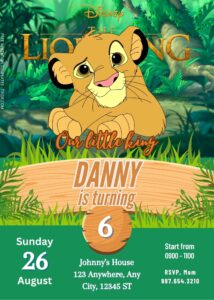 FREE Lion King Jungle Party Birthday Invitation Templates Eleven
