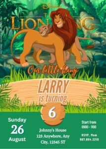 FREE Lion King Jungle Party Birthday Invitation Templates Fifteen