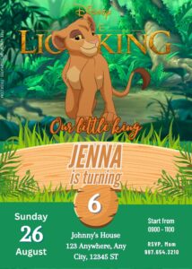 FREE Lion King Jungle Party Birthday Invitation Templates Seven