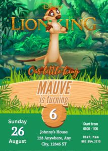 FREE Lion King Jungle Party Birthday Invitation Templates Thirteen