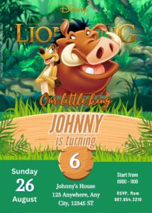 FREE Lion King Jungle Party Birthday Invitation Templates Three