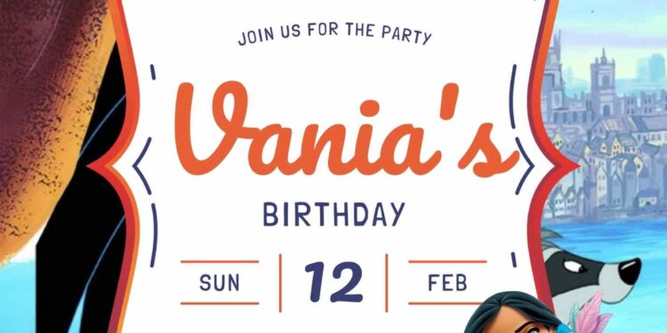 FREE Editable Pocahontas Birthday Invitation