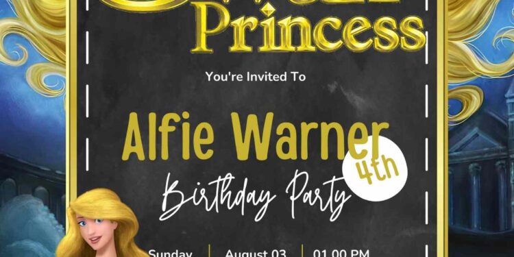 FREE Editable The Swan Princess Birthday Invitation