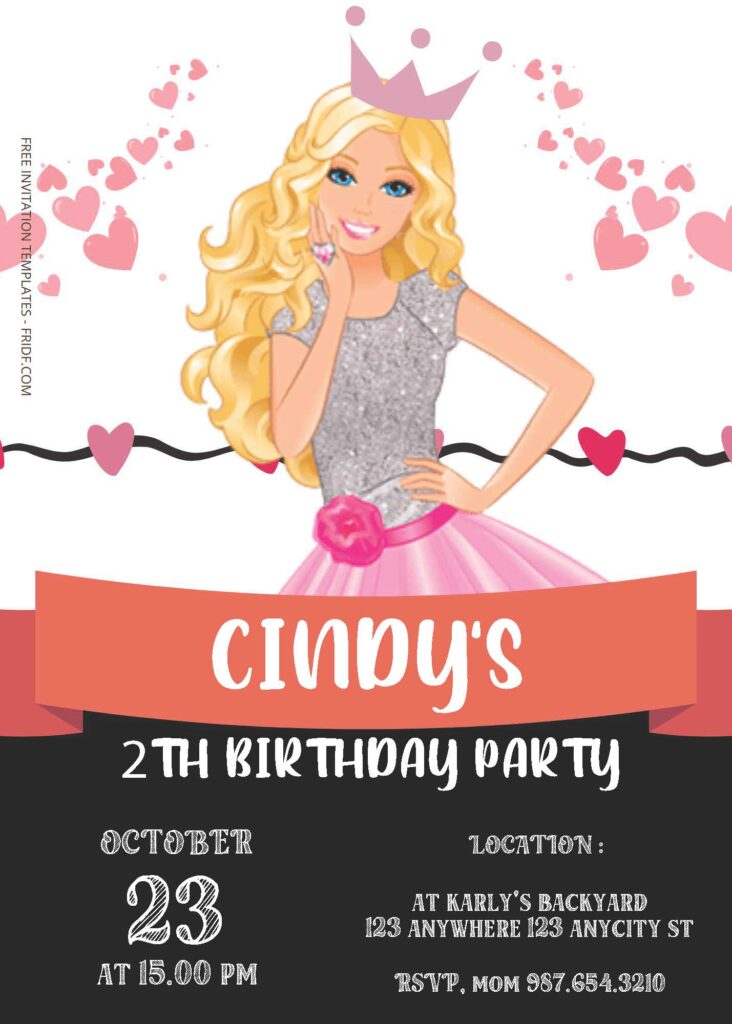Free Editable PDF Pinkie Girl Barbie Birthday Invitation Templates Free Editable PDF Pinkie Girl Barbie Birthday Invitation Templates