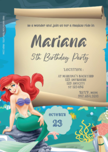 Free Editable PDF - Little Mermaid Birthday Invitation Templates One