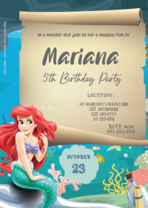 Free Editable PDF - Little Mermaid Birthday Invitation Templates Three