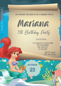 Free Editable PDF - Little Mermaid Birthday Invitation Templates Two