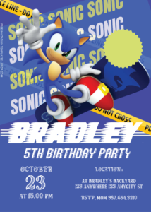 Free Editable PDF - Sonic Birthday Invitation Templates One