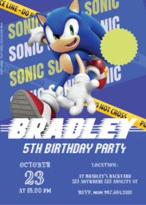 Free Editable PDF - Sonic Birthday Invitation Templates Three