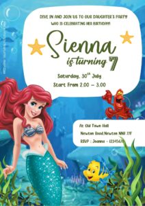 Free Editable Word - Little Mermaid Birthday Invitation Templates Four