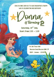 Free Editable Word - Little Mermaid Birthday Invitation Templates Two