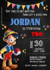 Free Editable Word - Pinocchio Birthday Invitation Templates Five