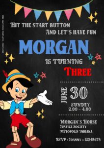 Free Editable Word - Pinocchio Birthday Invitation Templates Four
