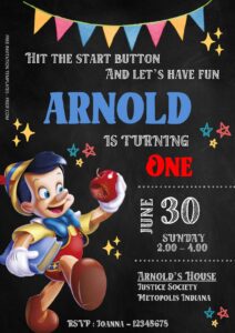 Free Editable Word - Pinocchio Birthday Invitation Templates Six