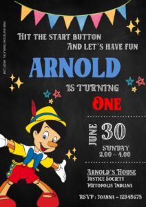 Free Editable Word - Pinocchio Birthday Invitation Templates Three