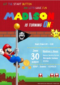 Free Editable Word - Super Mario Birthday Invitation Templates Six
