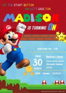 Free Editable Word - Super Mario Birthday Invitation Templates Three