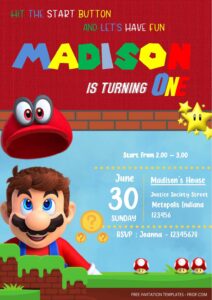 Free Editable Word - Super Mario Birthday Invitation Templates Two