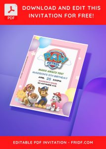 (Free Editable PDF) Puppy Power PAW Patrol Birthday Invitation Templates with Rumble