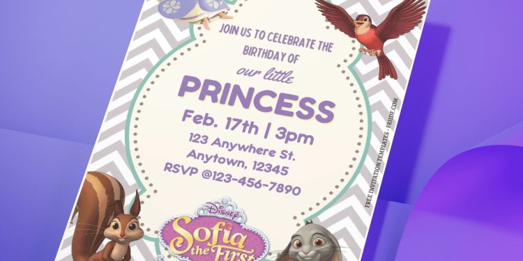 (Free Editable PDF) Adorable Sofia The First Tales Birthday Invitation Templates