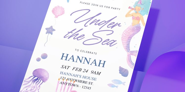 (Free Editable PDF) Enchanting Under The Sea Birthday Invitation Templates