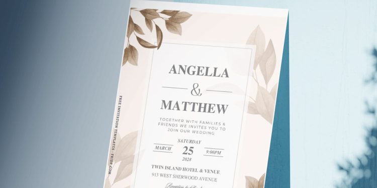 (Free Editable PDF) Rustic Watercolor Foliage Wedding Invitation Templates