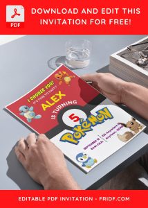 (Free Editable PDF) Catch The Fun Pokemon Birthday Invitation Templates with Squirtle