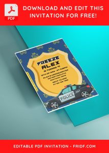(Free Editable PDF) Cute Police Badge Birthday Invitation Templates with editable text