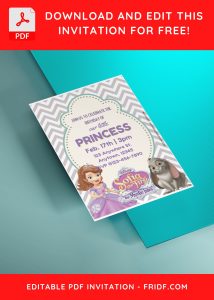 (Free Editable PDF) Adorable Sofia The First Tales Birthday Invitation Templates with cute wording