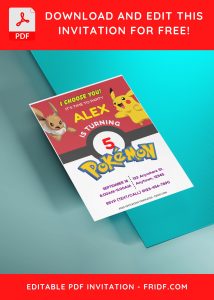 (Free Editable PDF) Catch The Fun Pokemon Birthday Invitation Templates with adorable pikachu