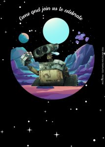 FREE Wall - E Outer Space Birthday Invitation Templates