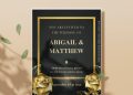 (Free Editable PDF) Shimmering Gold Flower Wedding Invitation Templates